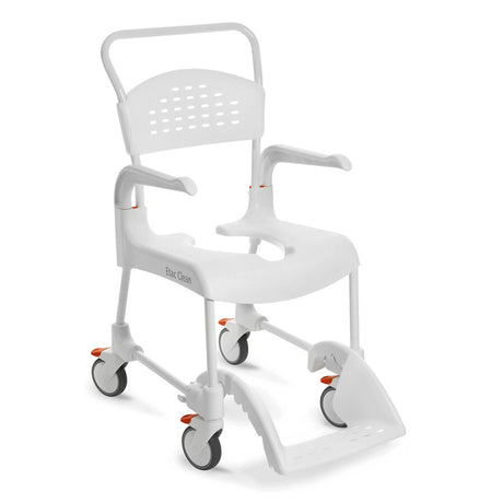 ETAC Clean Shower & Commode Chair with 2 or 4 Lockable Wheels - 44cm, 49cm, 55cm (White)